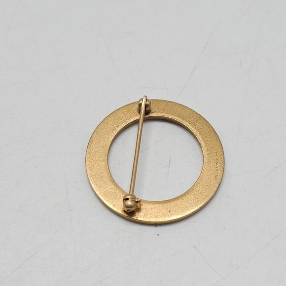 Vintage Wells 12K Gold-Filled Circle Pin Brooch Round Open Design - Picture 3 of 5